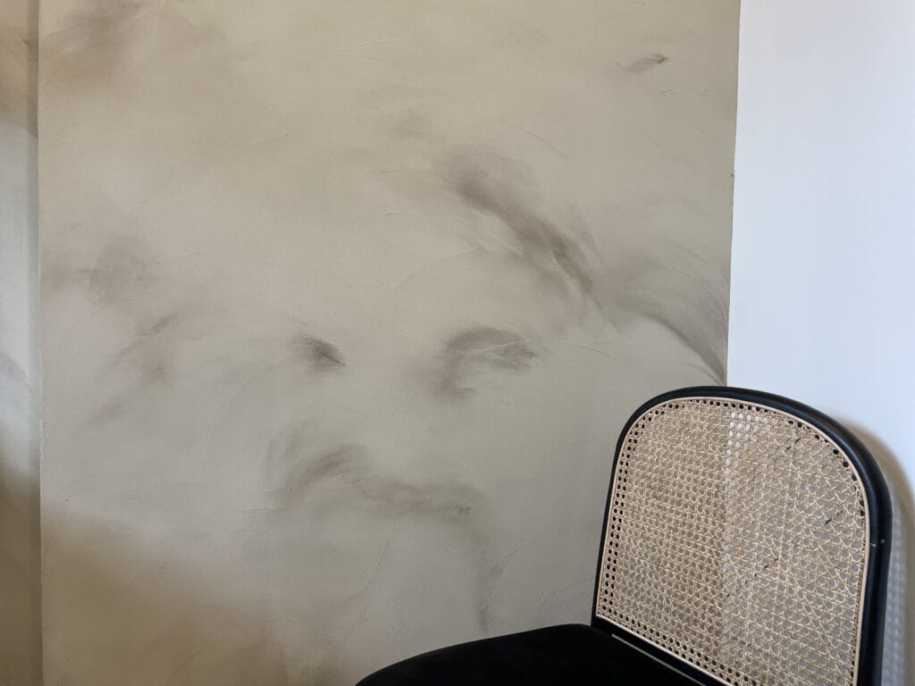 Grey concrete look Venetian plaster wall in a Toronto commercial space